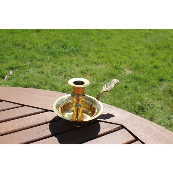 Pineapple Gold Candle Holder Stick, Vintage solid brass decorative handle - Picture 1 of 7